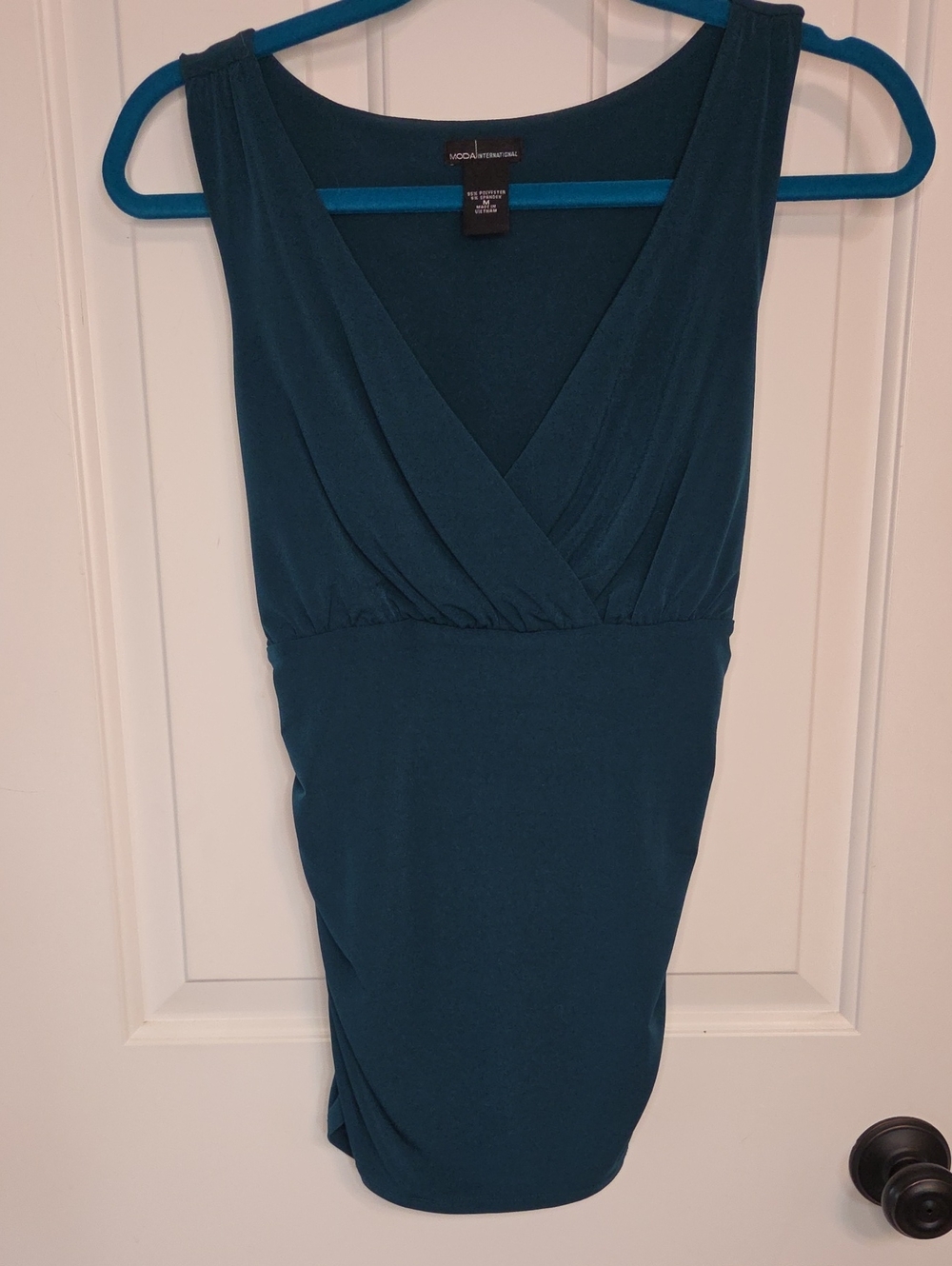Moda International Green Sleeveless V-Neck Supplice Top